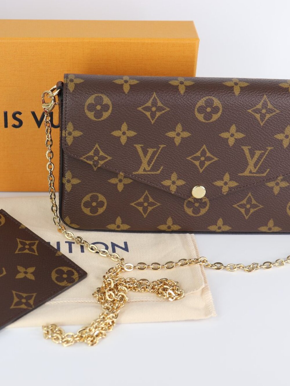 *NEW* Louis Vuitton Monogram Pochette Felicie Chain Wallet Fuchsia